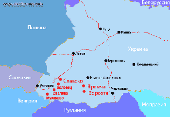 Фрагмент карты Ивано-Фраковской области, Яремча