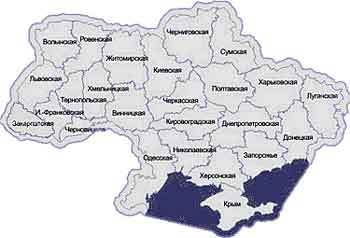Административная карта Украины.