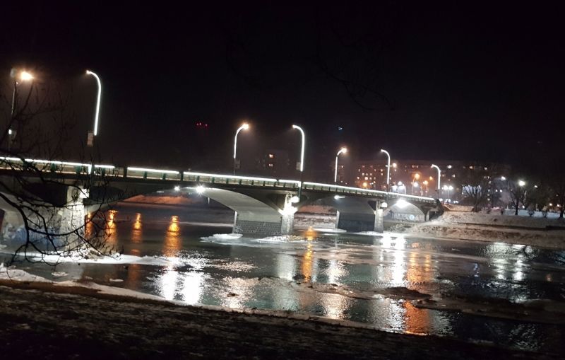 Ночной Ужгород. Мост Масарика 