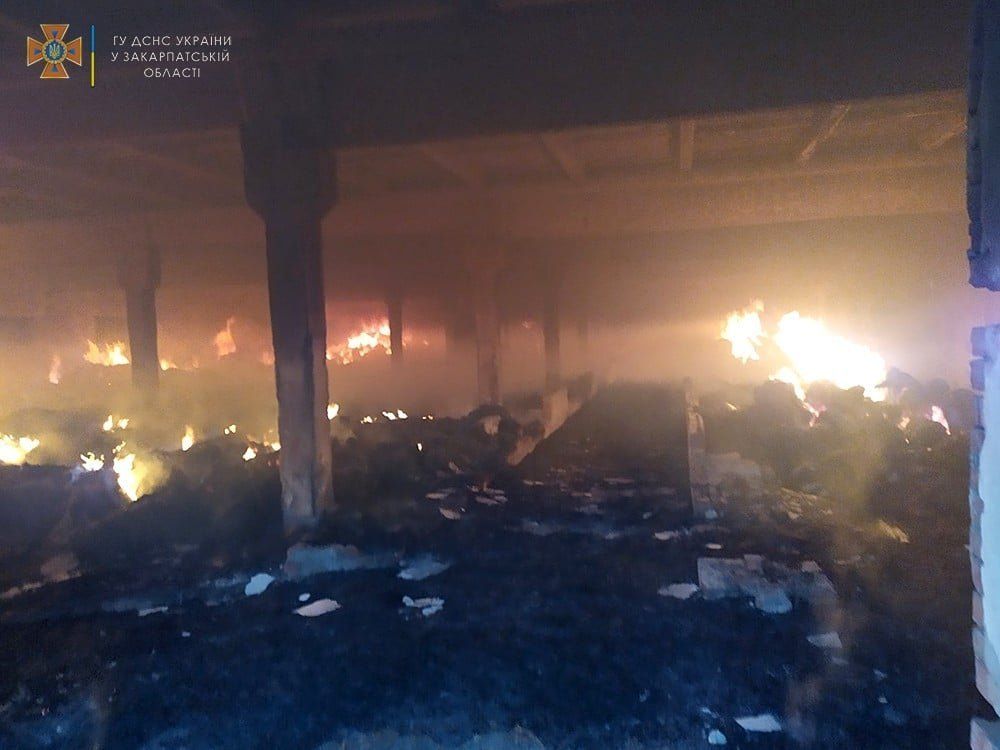 В Закарпатье масштабный пожар превратил предприятие в руины