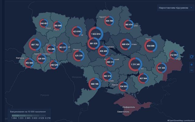 В Закарпатье треть привитых от ковид - молодежь: Карта вакцинации