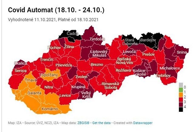 В Словакии обострилась ситуация с COVID-19 - с понедельника 5 районов станут «чёрными» 