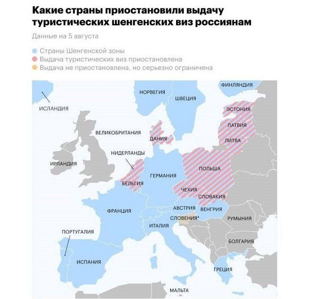 Ряд евростран не принимают от россиян документы на турвизы