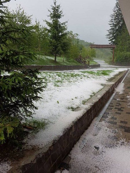 На Закарпатье среди лета выпал снег