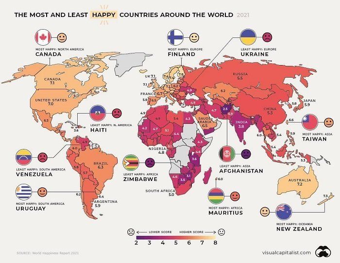 Опубликован новый "рейтинг счастья" (World Happiness Report)