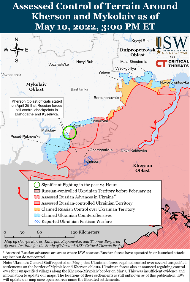 Актуальные карты боевых действий на 11 мая в Украине от Института по изучению войны (США)