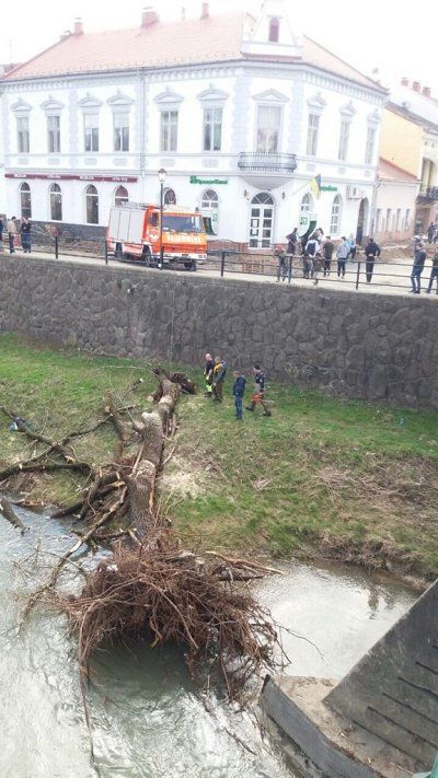 Спасатели расчищали в Ужгороде опоры пешеходного моста