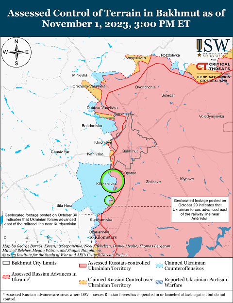 Сводка текущих событий с фронта от ISW на 2 ноября - карта