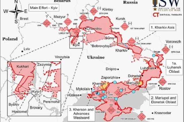 Актуальная карта оперативной обстановки в Украине на картах французских аналитиков 22.03.2022