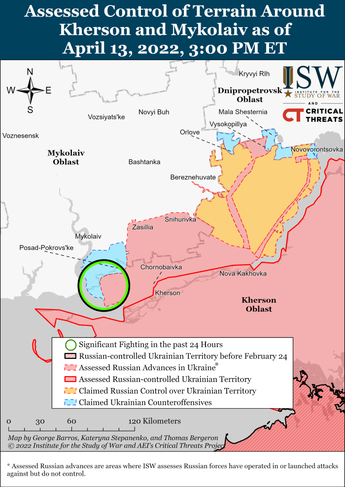 ISW опубликовал карты боевых действий в Украине на 14 апреля 