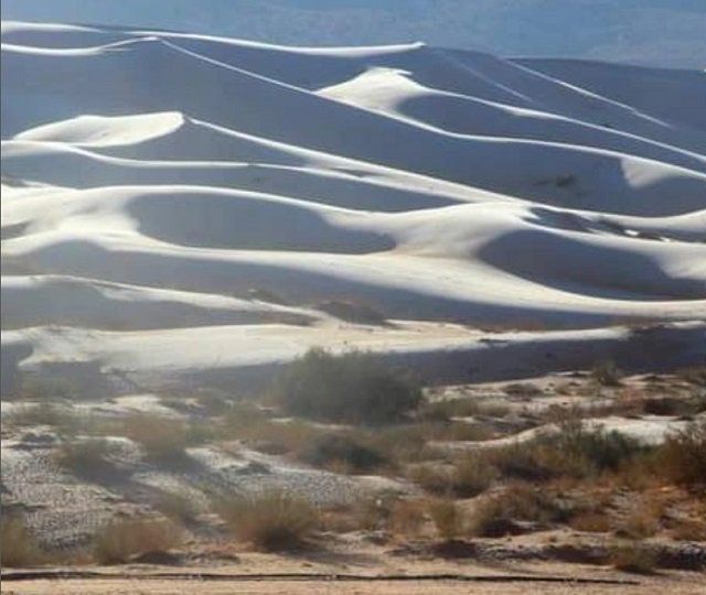 Песчаные дюны Сахары укрыло снегом - потрясающие кадры 