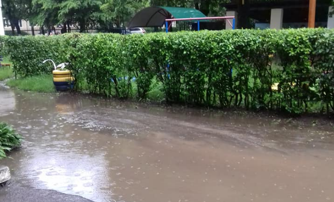 В Закарпатье сильные дожди подтопили дорогу до детского садика 