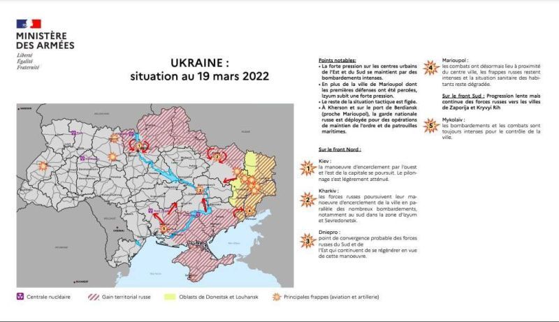 Карта боевых действий в Украине от военных аналитиков Франции