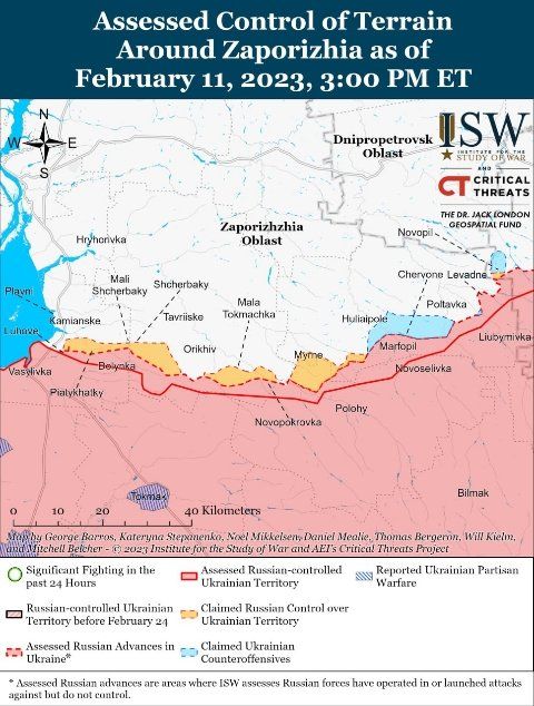 Ситуация на фронте на 11 февраля, карты от ISW