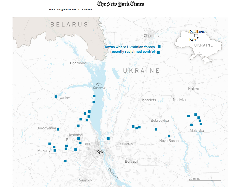 The Times публикует карту населенных пунктов, из которых вышла армия РФ