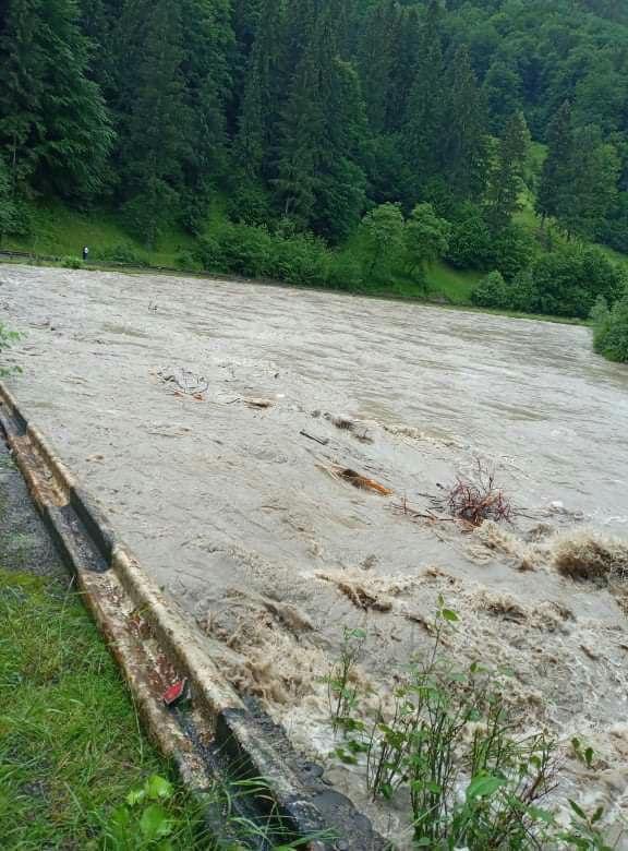 Первые подтопления в Закарпатье: Река уничтожила мост и вот-вот доберется до трассы 