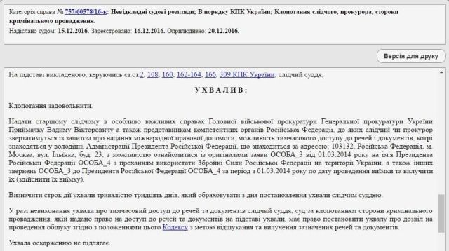 Еще более интересно, чем закончились обыски которые разрешил провести Печерский районный суд г. Киева 15.12.2016