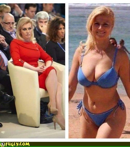 Президент Хорватии в сексуальном купальнике