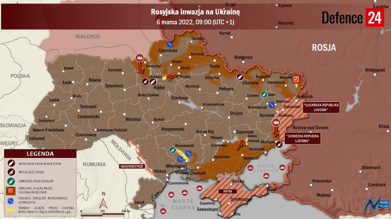 Подборка карт оперативной обстановки на территории Украины на 7 марта