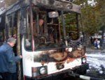 В Симферополе сегодня днем сгорел троллейбус.