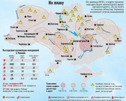 Наводнения Украине не миновать. Куда придет вода?