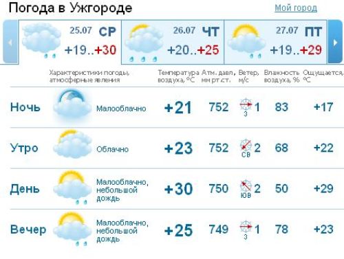 В Ужгороде целый день будет идти дождь, возможны грозы