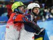 Фото дня: российский (слева) и украинский олимпийцы на соревнованиях по лыжной акробатике