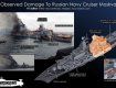 Схема повреждений ракетного крейсера “Москва” по данным западных расследователей