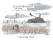 Граница с Россией. Солдат гадает: придет, не придет, придет...Тем временем к границе подъезжает Путин на танке. Карикатура из der Spiegel