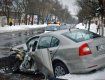 В Польше пассажирский автобус разбил вдребезги Skodu Octavia