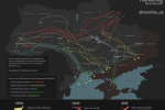 Примерные маршруты ракет и беспилотников, которые сегодня ночью запускались по Украине.