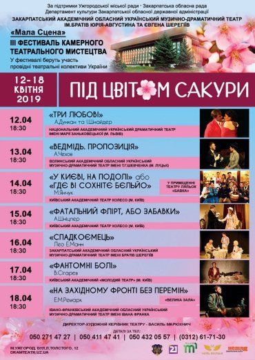 12 квітня в Ужгороді стартує театральний фестиваль «Під цвітом сакури»