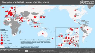Распространение коронавируса в мире. Карта.