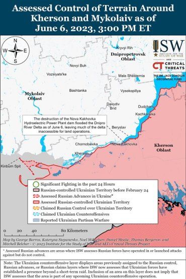 Баланс доказательств предполагает, что русские преднамеренно повредили плотину - ISW