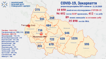 В Закарпатье диагноз COVID-19 установили почти 11 000 человек: Статистика на 11 октября