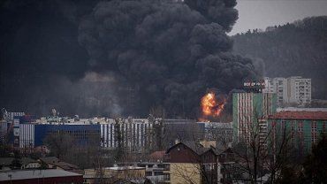 Пожар после удара на Львовской ТЭС.