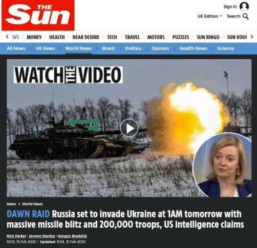 Британский таблоид назвал точное время нападения на Украину