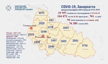 В Закарпатье коронавирусом переболело уже почти 30 000 человек: Данные на 19 января 