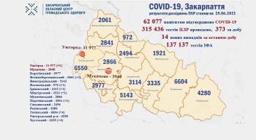  В Закарпатье новых COVID-пациентов в 3 раза меньше выздоровевших: Статистика в Ужгороде на 25 июня