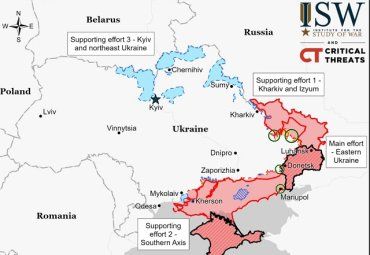 Институт по изучению войны (США) опубликовал карты боевых действий в Украине на 26.04