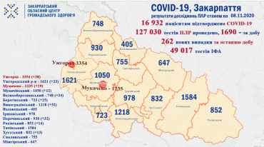 В Закарпатье с начала эпидемии заболели почти 17000 человек: Статистика на 8 ноября