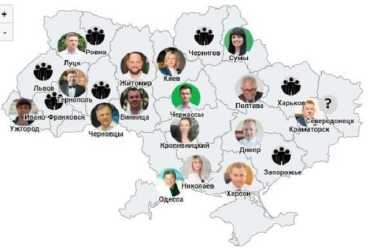 Кандидаты в мэры от Зеленского: Карта