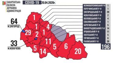 196 случаев: Коронавирус на Закарпатье в разрезе районов 