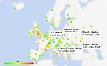 В антирейтинг самых криминальных городов Европы попали 5 украинских