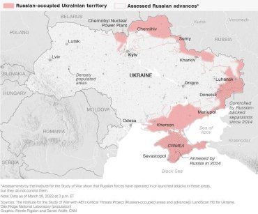 Карта боевых действий в Украине на 20 марта 2022 года