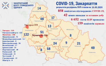 За минувшие сутки в Закарпатье у 42 человек подтвержден коронавирус