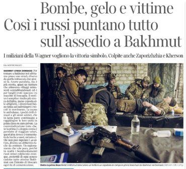 Издание Corriere Della Sera публикует репортаж о Бахмуте, за который идут ожесточенные бои.