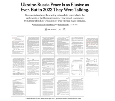 The New York Times показало проект украинско-российского договора от апреля 2022 года.