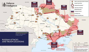 Карта боевых действий в Украине по состоянию на 31 марта от Министерства обороны Великобритании