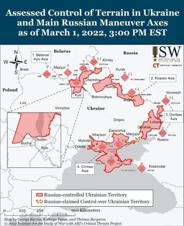 Карта вторжения России на утро 02.03.2022